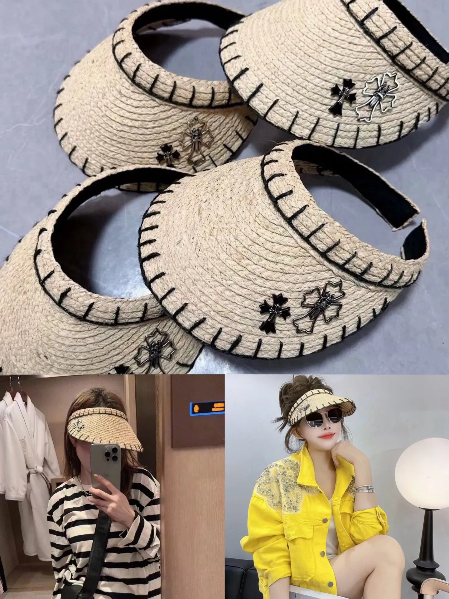 Live broadcast popular single style Crow heart hollow top hat🔥